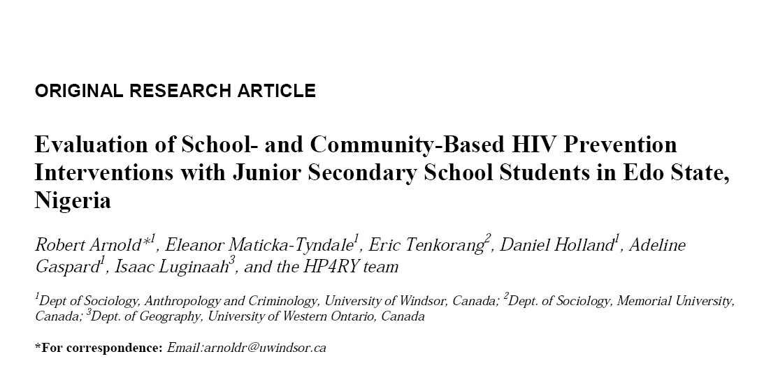 You are currently viewing Evaluation of School- and Community-Based HIV Prevention