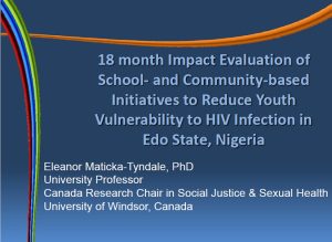 Read more about the article 18 month Impact Evaluation of School-and Community-based Initiatives to Reduce Youth Vulnerability to HIV Infection in Edo State, Nigeria