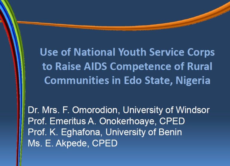 Use of National Youth Service Corps to Raise AIDS Competence of Rural Communities in Edo State, Nigeria