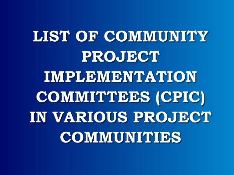 List of CPIC members in  each selected pilot communities for intervention