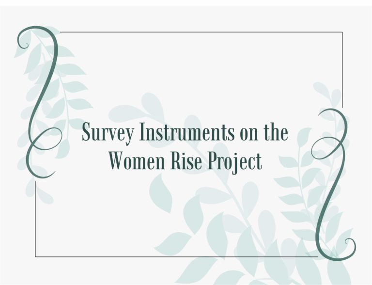 Survey Instruments on the Women Rise Project