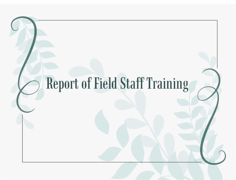 Report of Field Staff Training